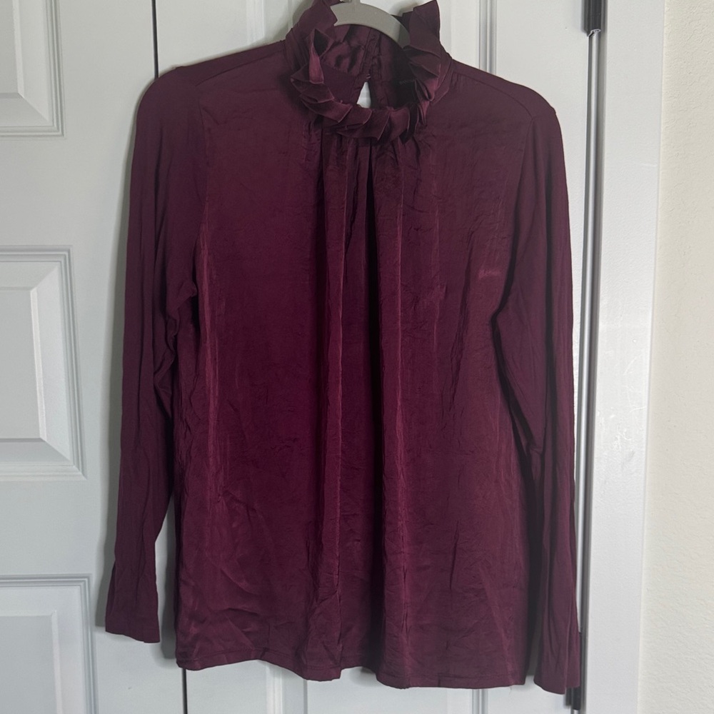 Banana Republic Deep Red Ruffle Blouse
